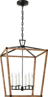Darlana Large Wrapped Lykta — Chapman & Myers for Visual Comfort & Co. — Aged Iron and Natural Rattan