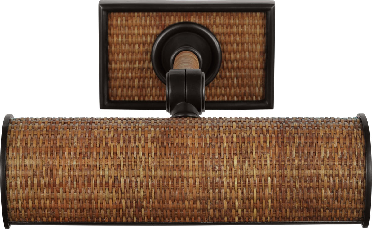Halwell 8" Tavelbelysning — Chapman & Myers for Visual Comfort & Co. — Bronze and Natural Woven Rattan