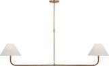 Basden Extra Large Taklampa — Chapman & Myers for Visual Comfort & Co. — Antique-Burnished Brass and Natural Rattan with Linen Shades