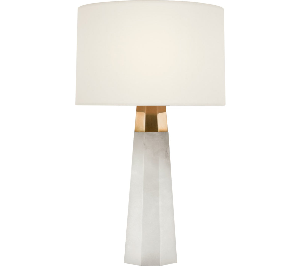Olsen 15" Cordless Table Lamp — AERIN for Visual Comfort & Co. — Alabaster with Linen Shade