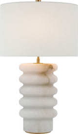 Onda Medium Bordslampa — Kelly Wearstler for Visual Comfort & Co. — Alabaster with Linen Shade