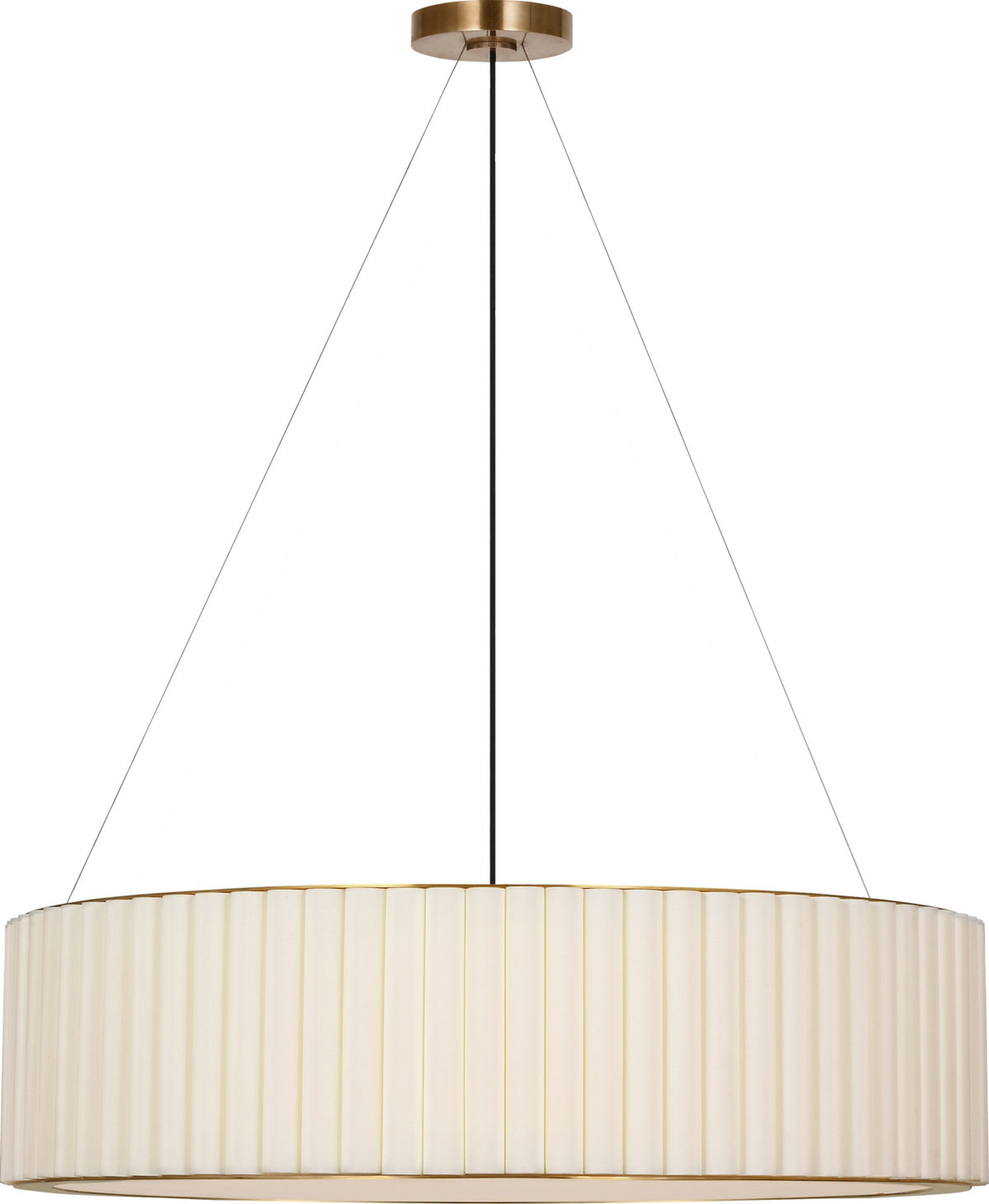 Palati Extra Large Taklampa — Ian K. Fowler for Visual Comfort & Co. — Hand-Rubbed Antique Brass with Linen Shade
