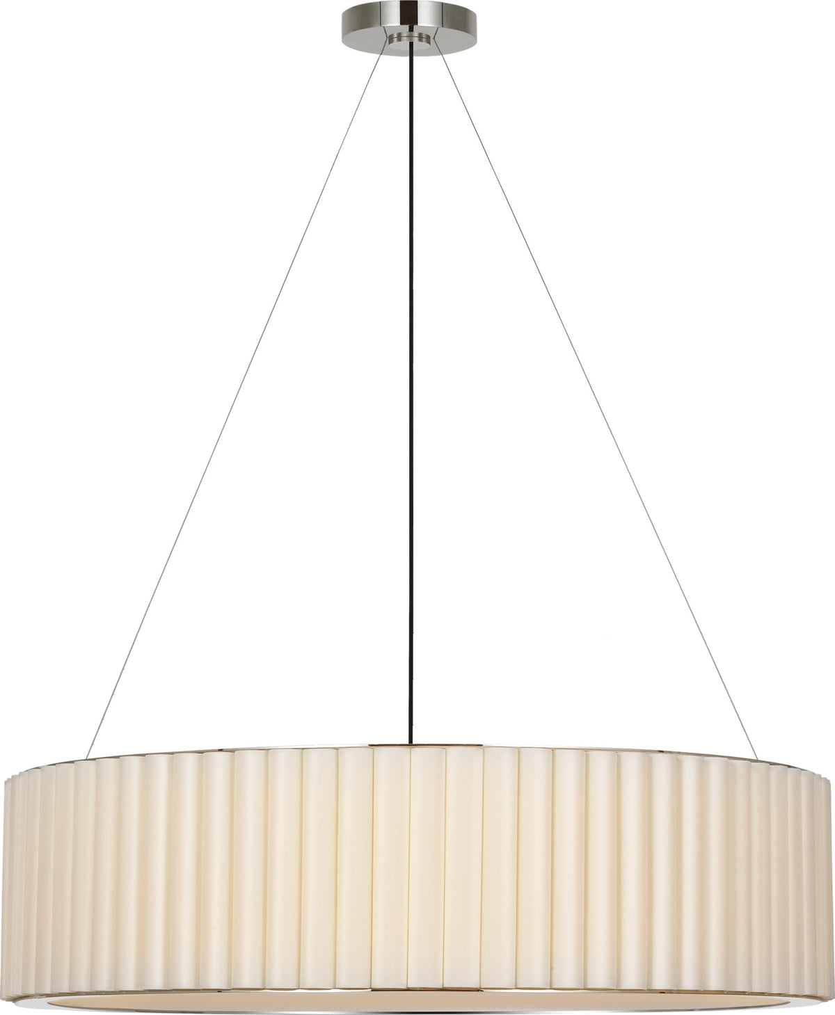 Palati Extra Large Taklampa — Ian K. Fowler for Visual Comfort & Co. — Polished Nickel with Linen Shade