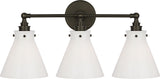 Parkington 24" Three Light -seinävalaisin — Chapman & Myers for Visual Comfort & Co. — Bronze with White Glass