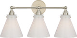 Parkington 24" Three Light -seinävalaisin — Chapman & Myers for Visual Comfort & Co. — Polished Nickel with White Glass