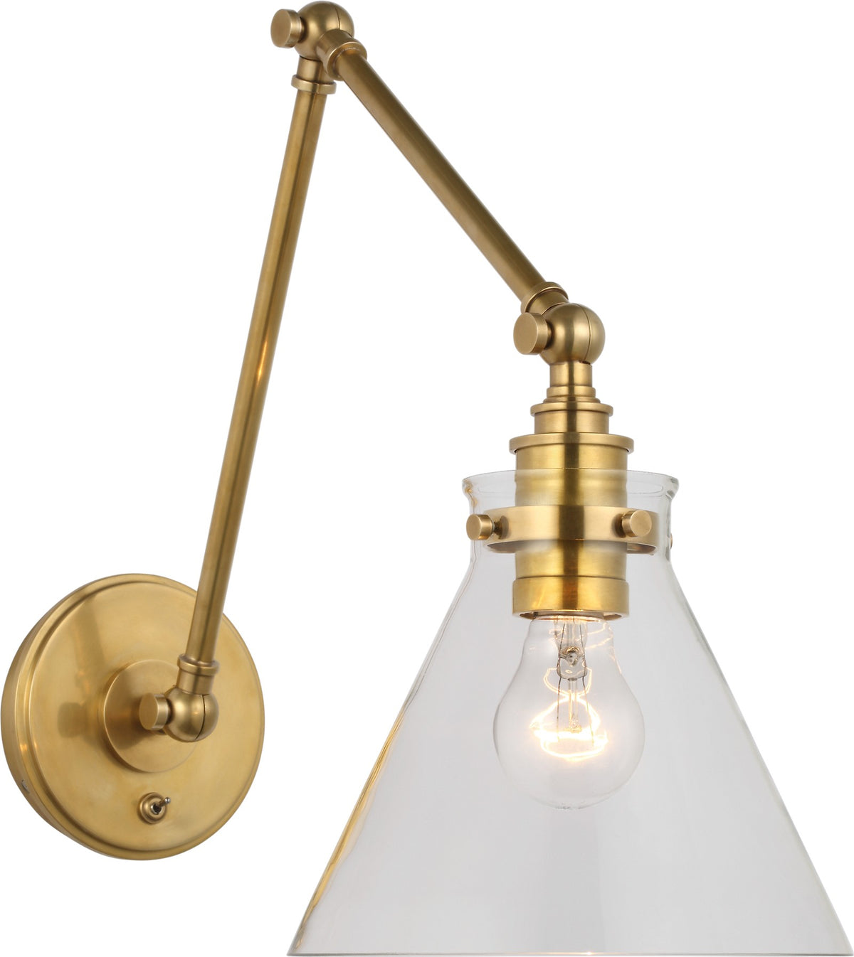 Parkington Double Library Wall Light — Chapman & Myers for Visual Comfort & Co. — Antique-Burnished Brass with Clear Glass