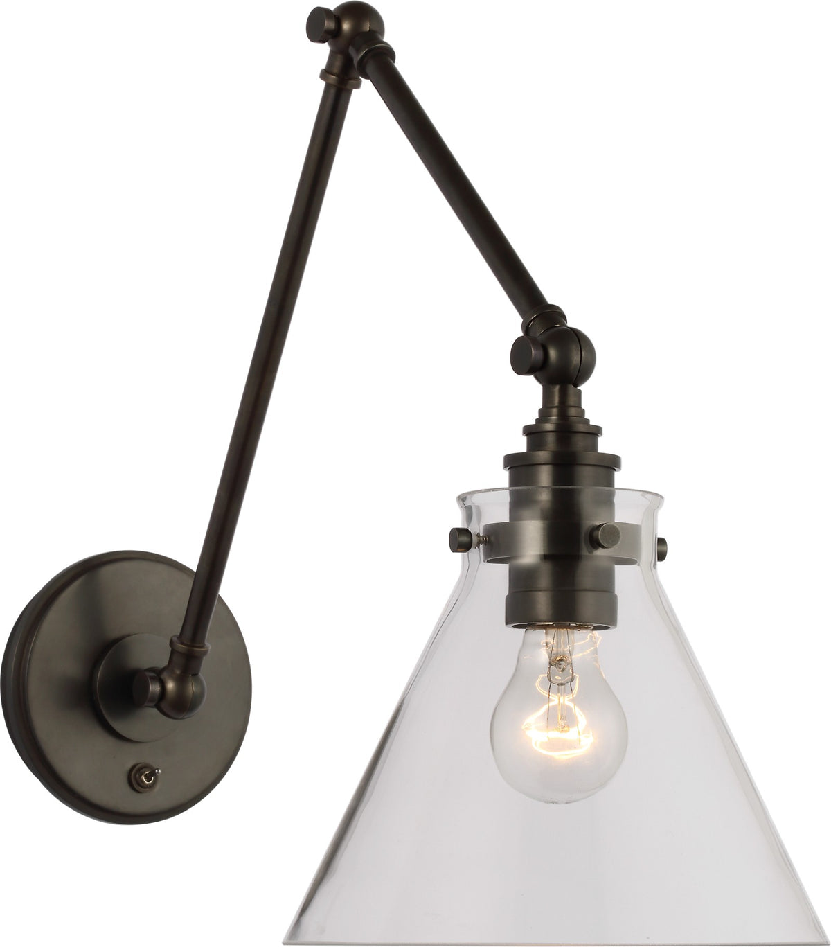 Parkington Double Library Wall Light — Chapman & Myers for Visual Comfort & Co. — Bronze with Clear Glass