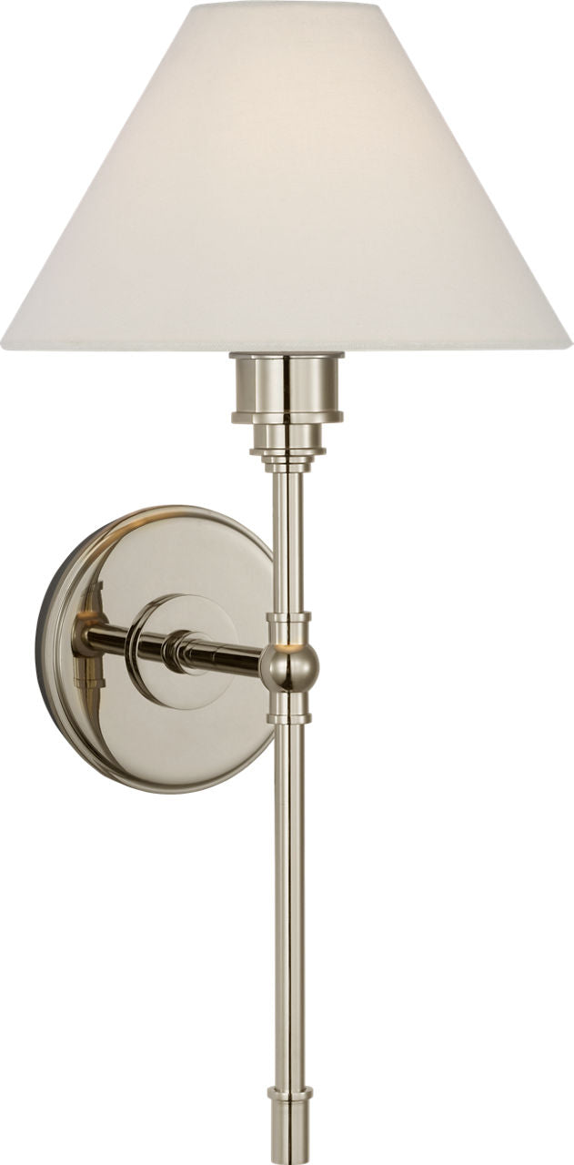 Parkington Large Tail Vägglampa — Chapman & Myers for Visual Comfort & Co. — Polished Nickel with Linen Shade