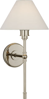 Parkington Large Tail Vägglampa — Chapman & Myers for Visual Comfort & Co. — Polished Nickel with Linen Shade