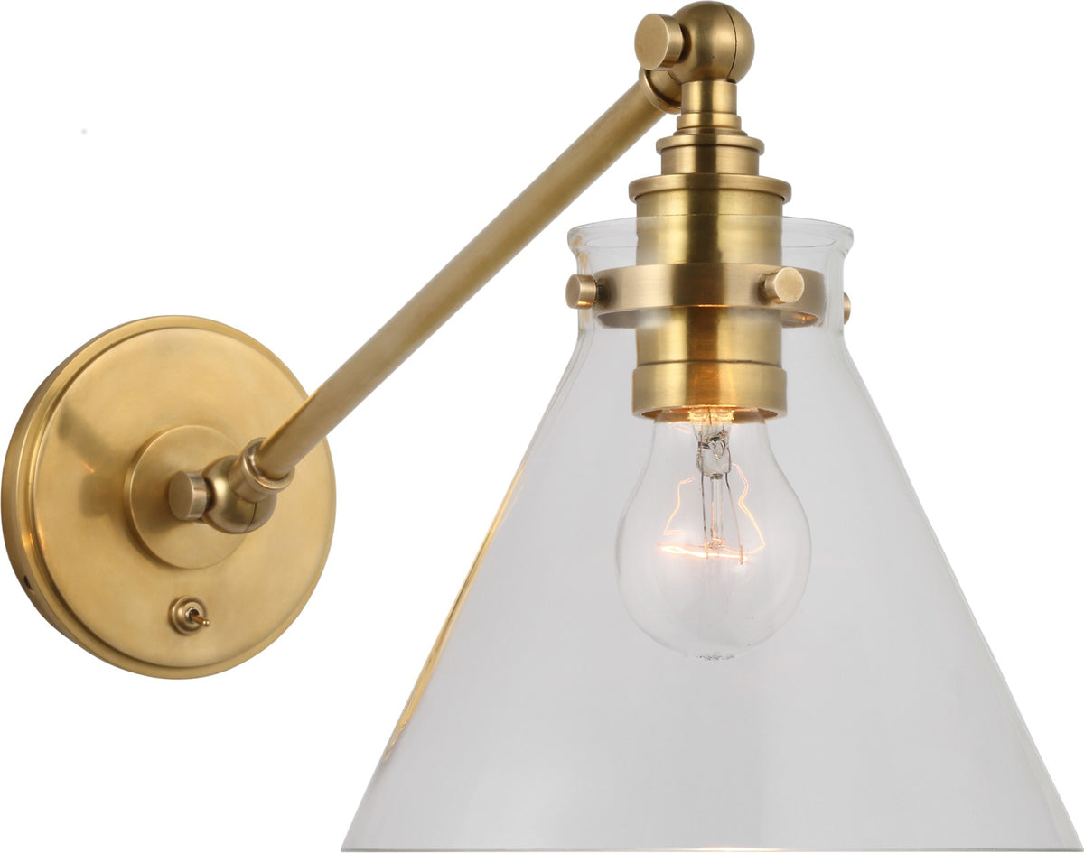 Parkington Single Library Vägglampa — Chapman & Myers for Visual Comfort & Co. — Antique-Burnished Brass with Clear Glass