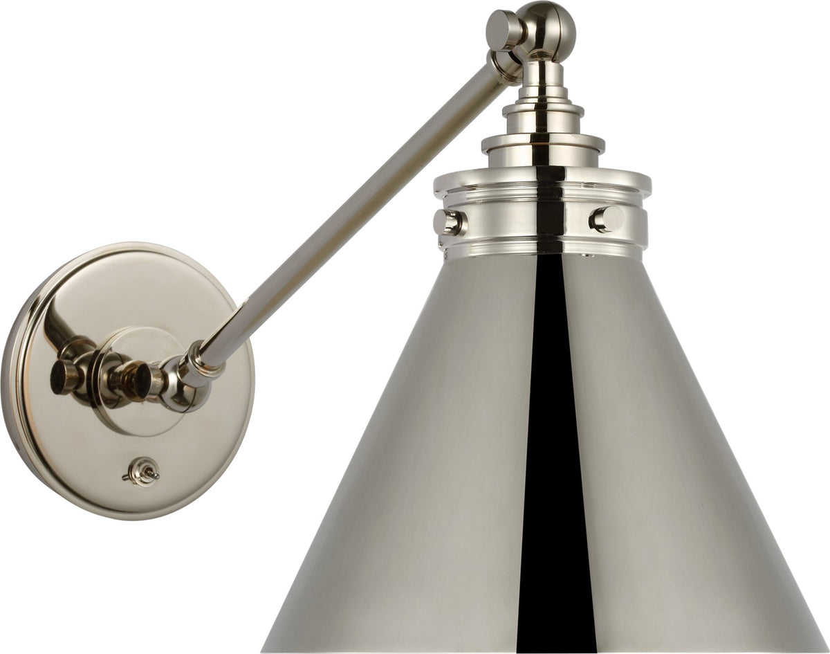 Parkington Single Library Vägglampa — Chapman & Myers for Visual Comfort & Co. — Polished Nickel