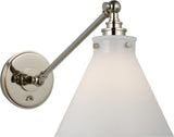 Parkington Single Library Vägglampa — Chapman & Myers for Visual Comfort & Co. — Polished Nickel with White Glass