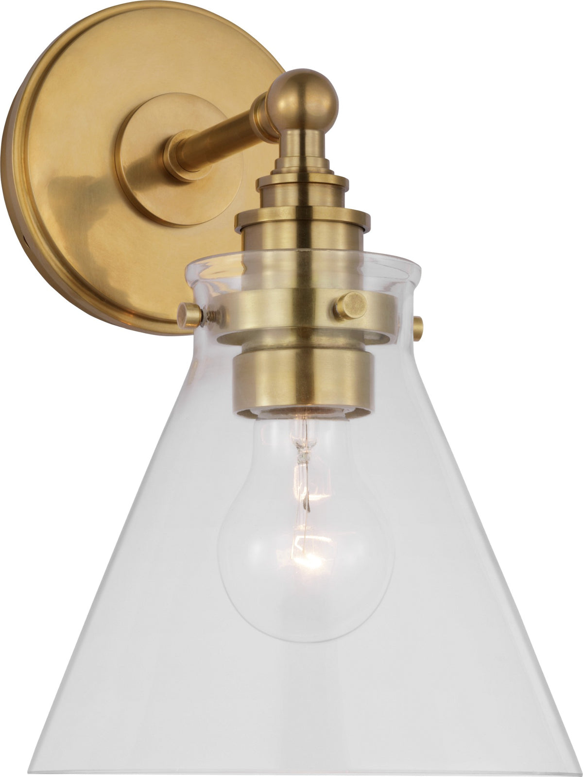 Parkington Small Single Vägglampa — Chapman & Myers for Visual Comfort & Co. — Antique-Burnished Brass with Clear Glass