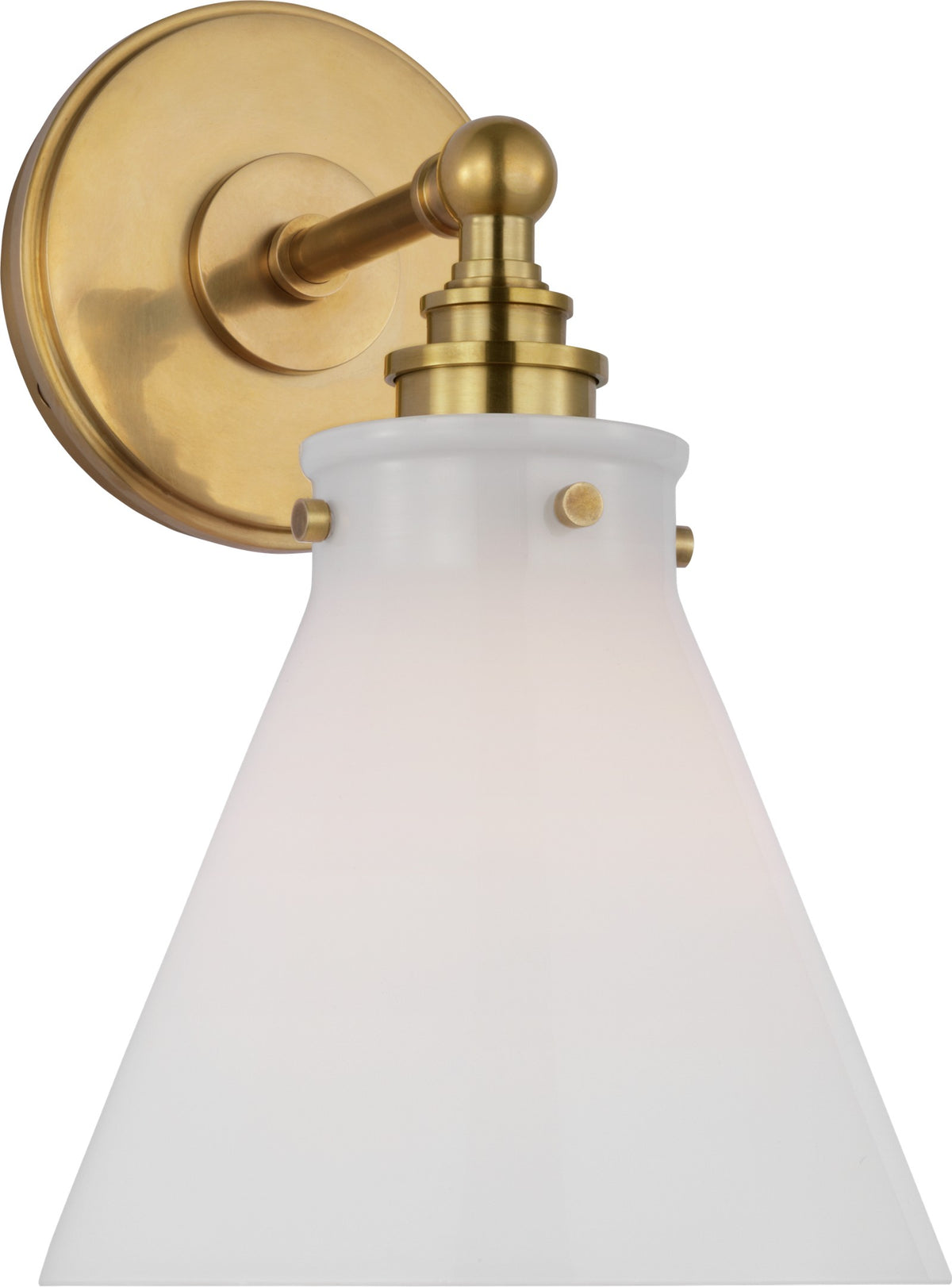 Parkington Small Single Vägglampa — Chapman & Myers for Visual Comfort & Co. — Antique-Burnished Brass with White Glass