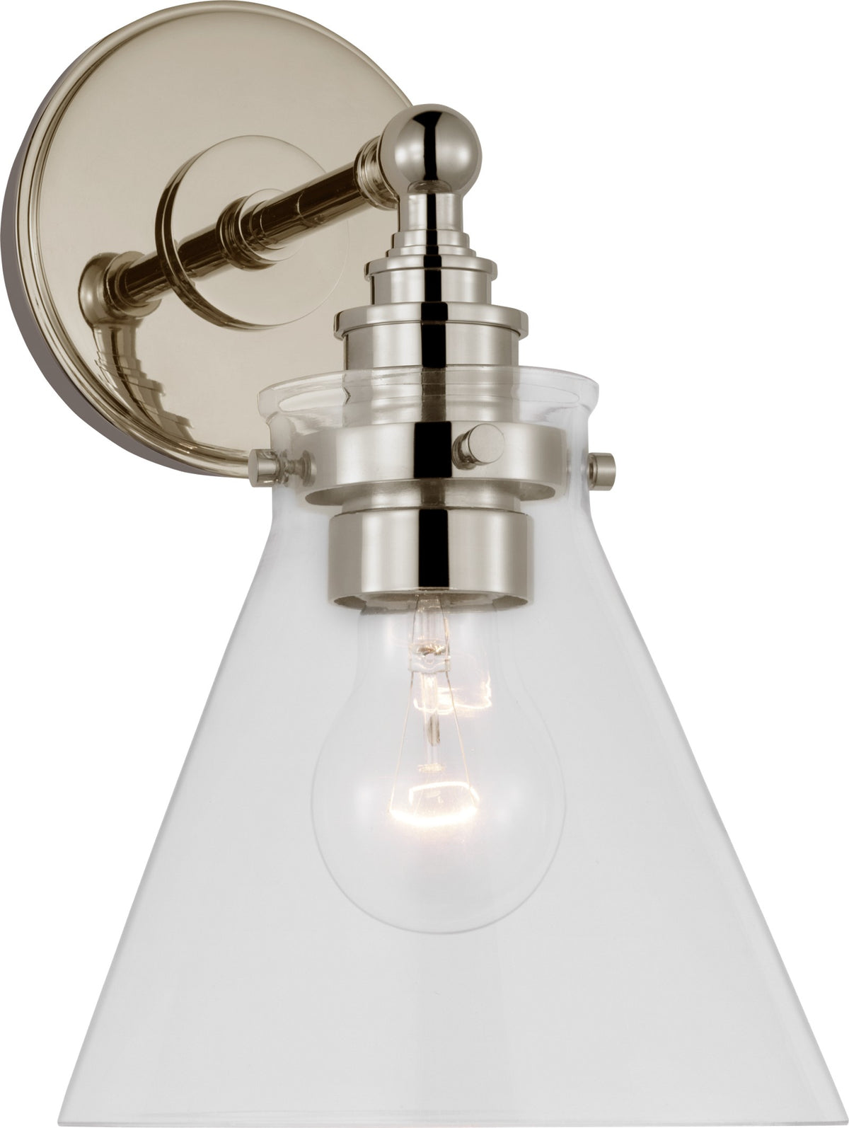 Parkington Small Single Vägglampa — Chapman & Myers for Visual Comfort & Co. — Polished Nickel with Clear Glass