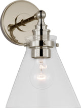 Parkington Small Single Vägglampa — Chapman & Myers for Visual Comfort & Co. — Polished Nickel with Clear Glass