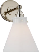 Parkington Small Single Vägglampa — Chapman & Myers for Visual Comfort & Co. — Polished Nickel with White Glass