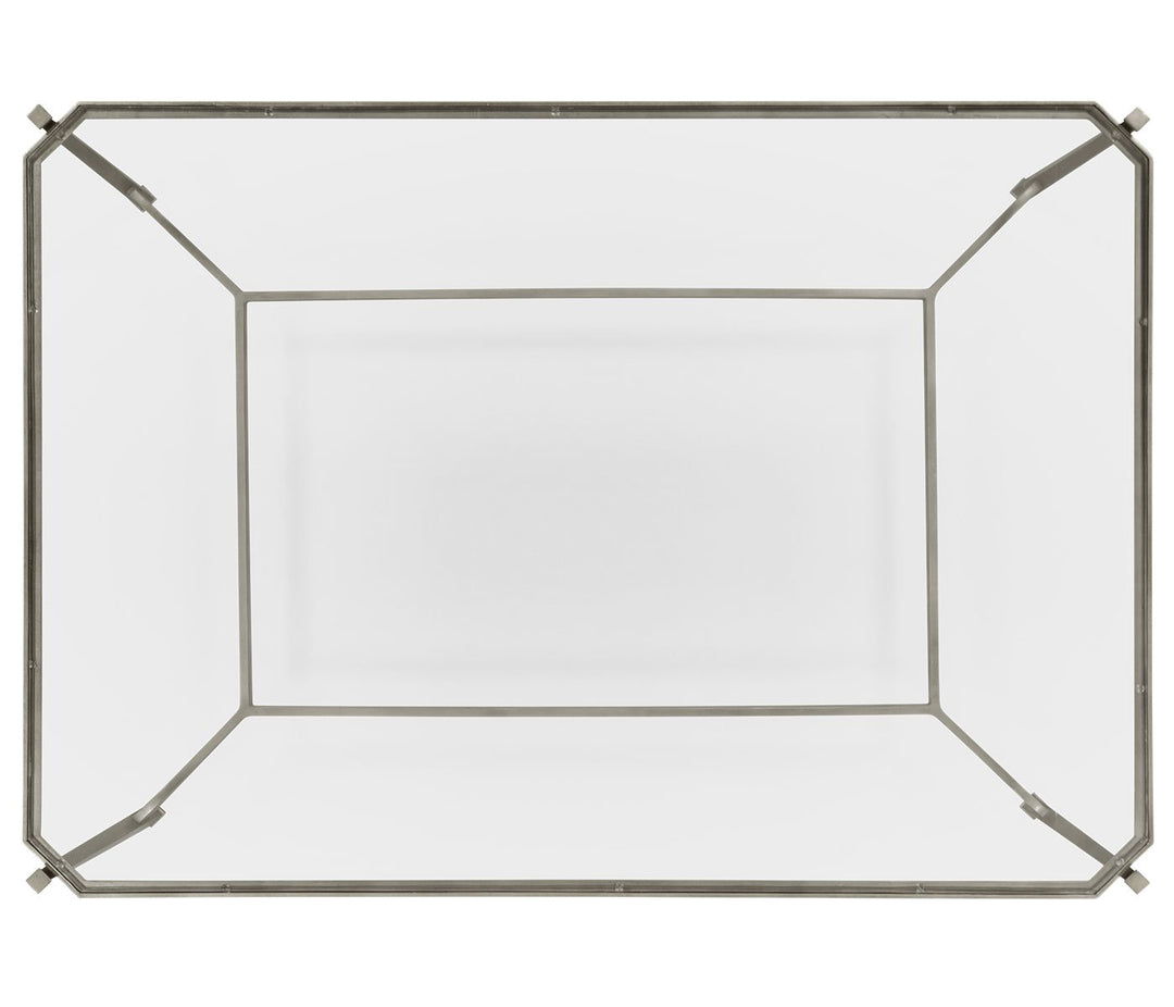 Moderni sohvapöytä lasitasolla - pronssia
