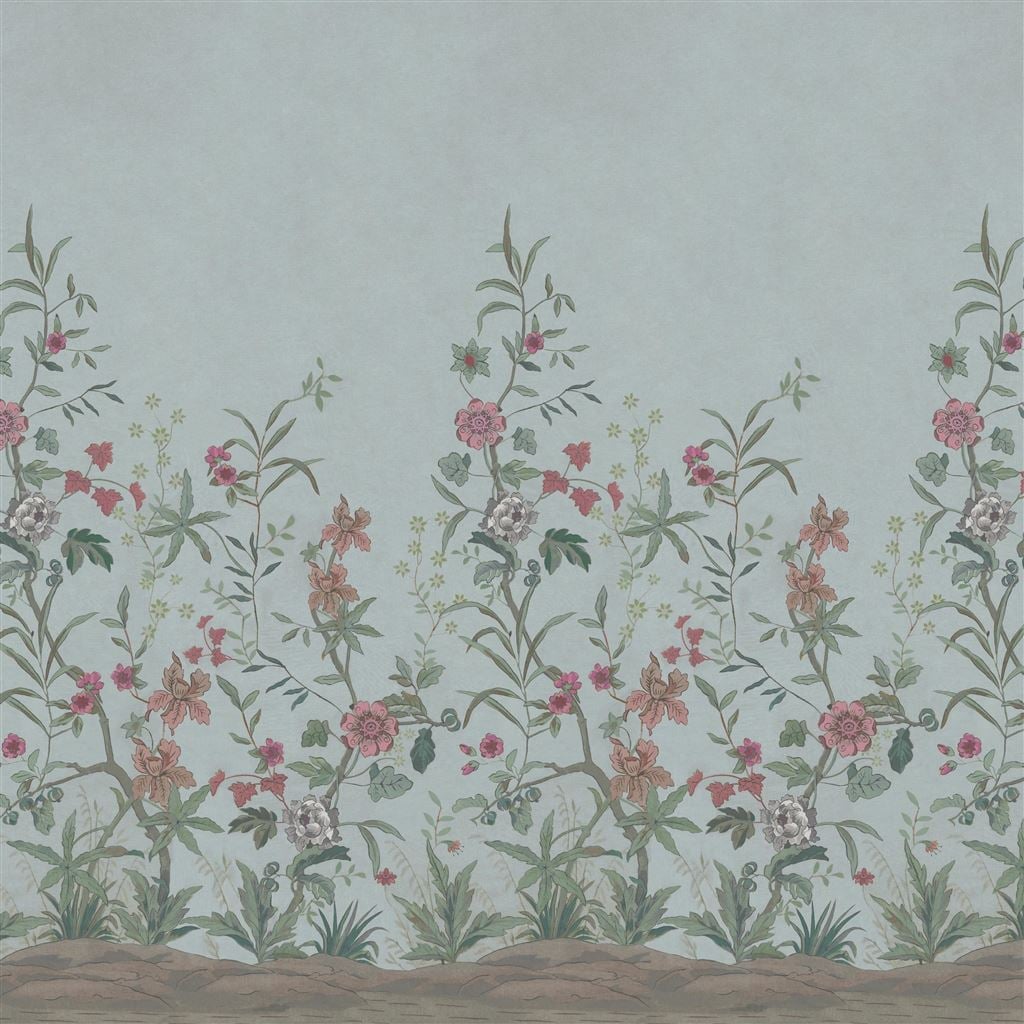 Peacock Toile Scene 2 Sky Blue 02 — Designers Guild tapet