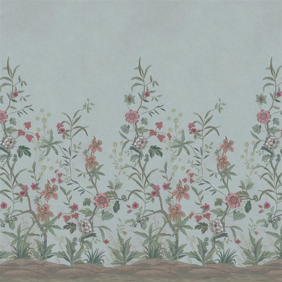 Peacock Toile Scene 2 Sky Blue Tapet — Designers Guild