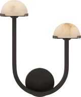 Pedra 15" Asymmetrical Right Wall Light — Kelly Wearstler for Visual Comfort & Co. — Bronze with Alabaster