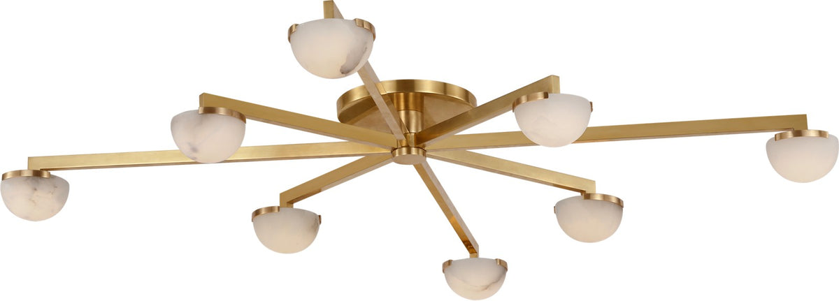 Pedra Extra Large Staggered Arm Plafond — Kelly Wearstler for Visual Comfort & Co. — Antique-Burnished Brass with Alabaster