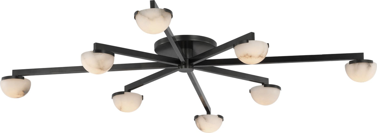 Pedra Extra Large Staggered Arm Plafond — Kelly Wearstler for Visual Comfort & Co. — Bronze with Alabaster