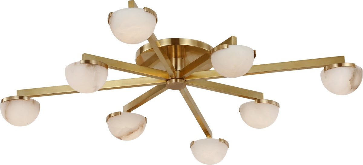 Pedra Large Staggered Arm Plafond — Kelly Wearstler for Visual Comfort & Co. — Antique-Burnished Brass with Alabaster