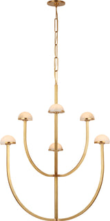 Pedra Large Two-Tier Takkrona — Kelly Wearstler for Visual Comfort & Co. — Antique-Burnished Brass with Alabaster