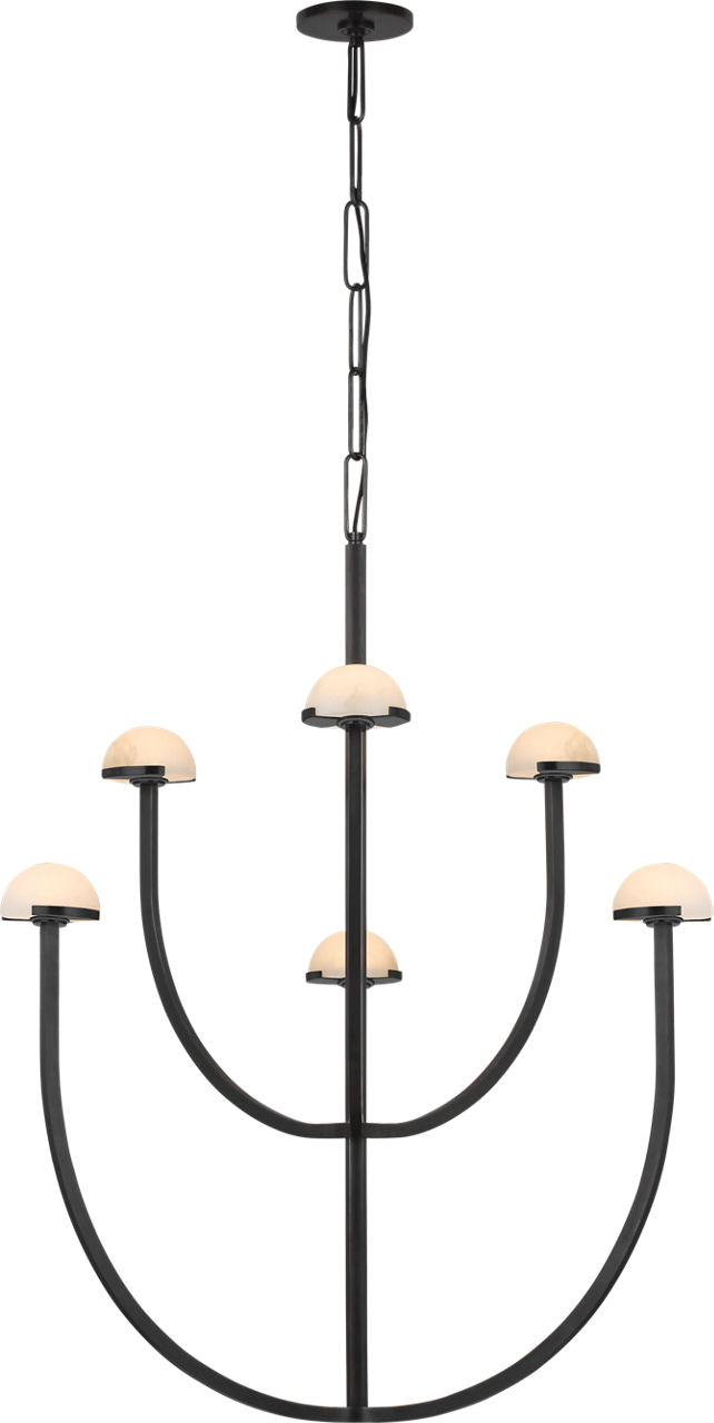 Pedra Large Two-Tier Takkrona — Kelly Wearstler for Visual Comfort & Co. — Bronze with Alabaster
