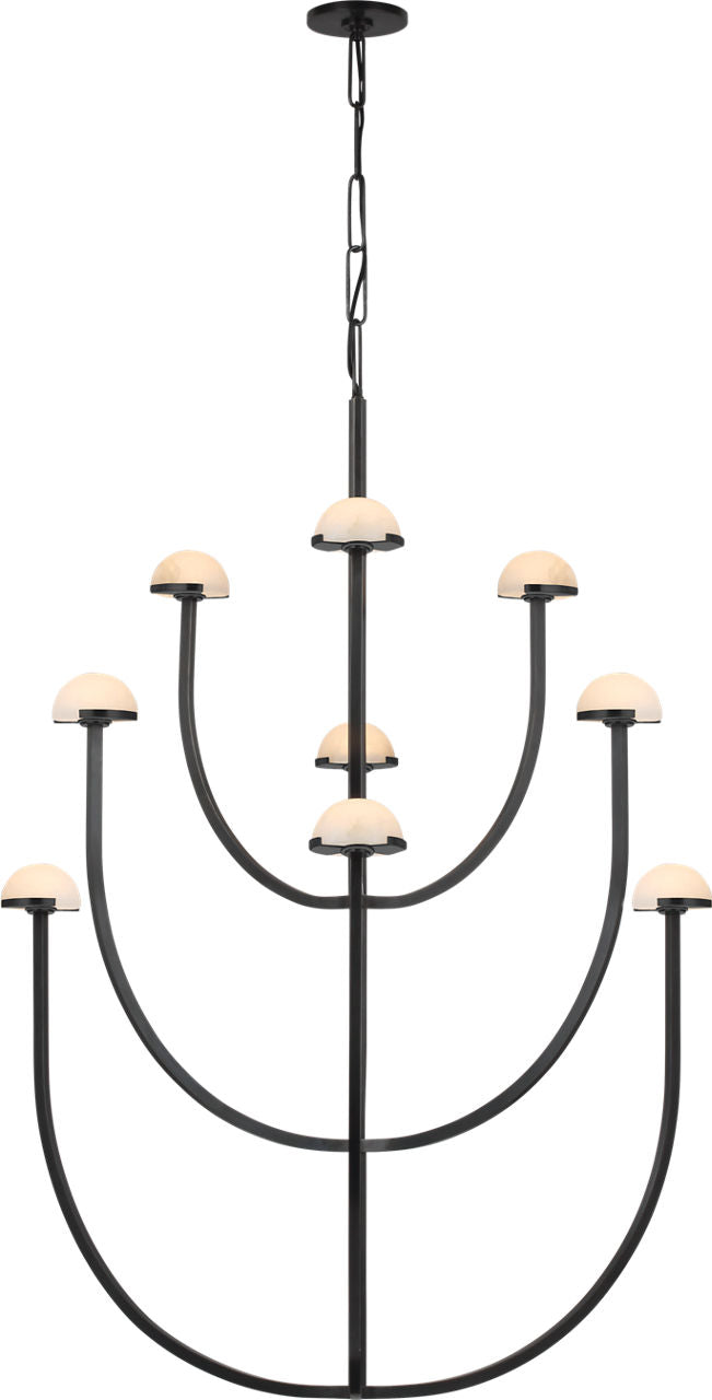 Pedra X-Large Three-Tier Takkrona — Kelly Wearstler for Visual Comfort & Co. — Bronze with Alabaster