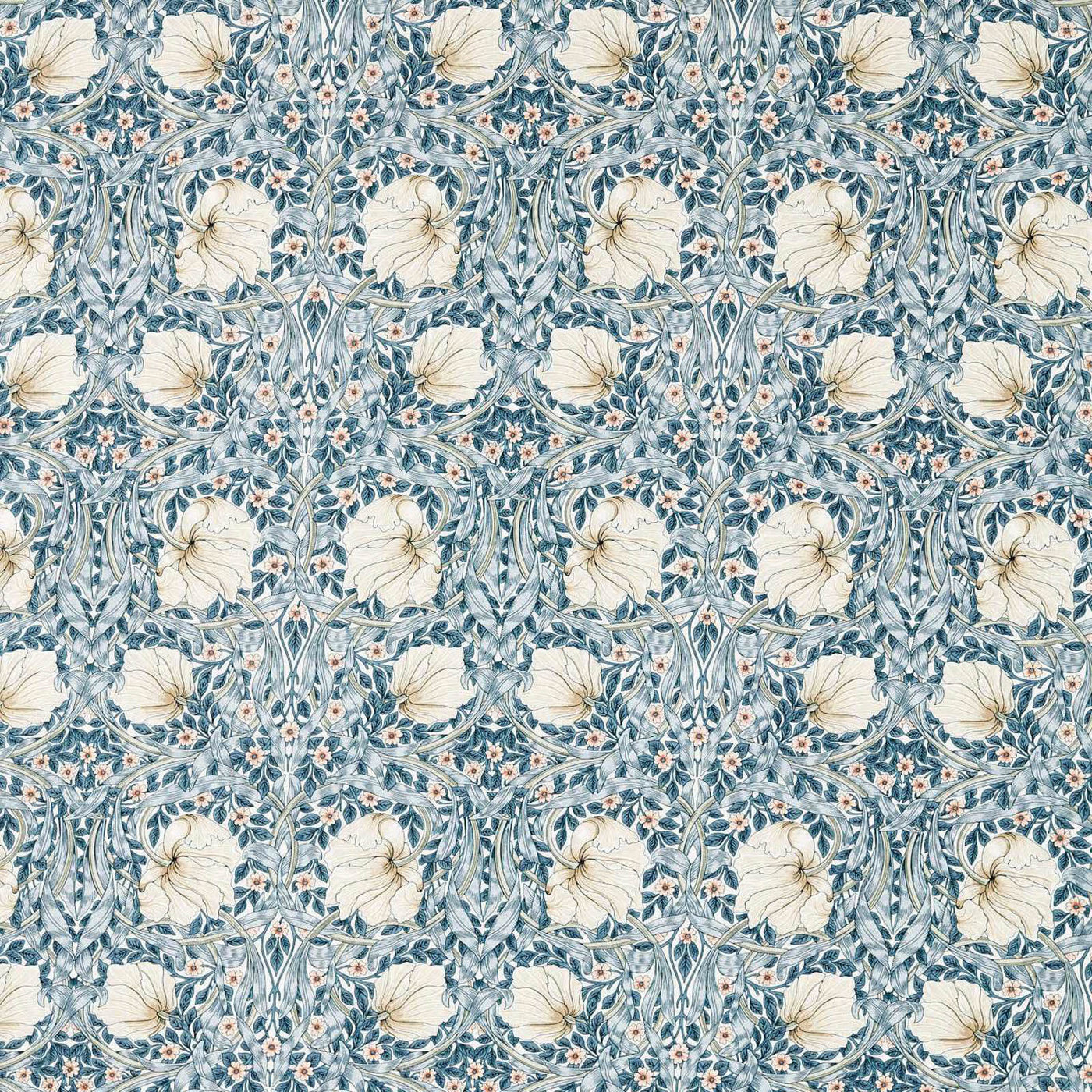 Pimpernel Wide Width Light Blue/Coral — Morris & Co tyg
