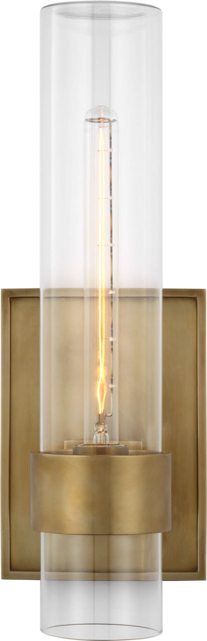 Presidio 18" Outdoor Utomhuslampa — Ian K. Fowler for Visual Comfort & Co. — Hand-Rubbed Antique Brass with Clear Glass detaljbild