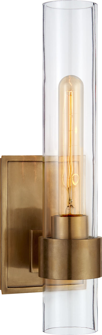 Presidio Petite Vägglampa — Ian K. Fowler for Visual Comfort & Co. — Hand-Rubbed Antique Brass with Clear Glass
