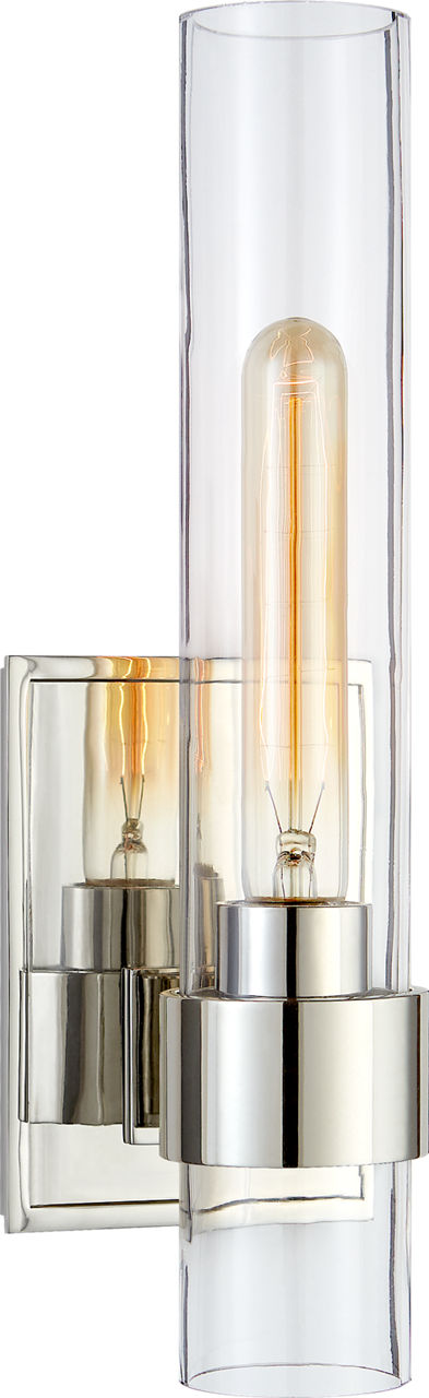 Presidio Petite Vägglampa — Ian K. Fowler for Visual Comfort & Co. — Polished Nickel with Clear Glass