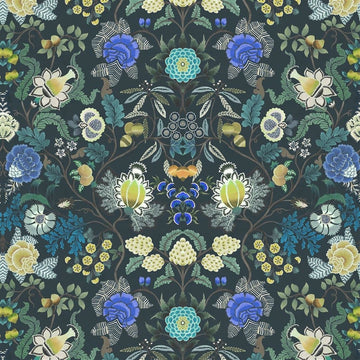 Brocart Decoratif Velours Tapetprov Indigo