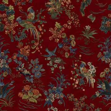 Campbell Floral Tygprov Lacquer Red