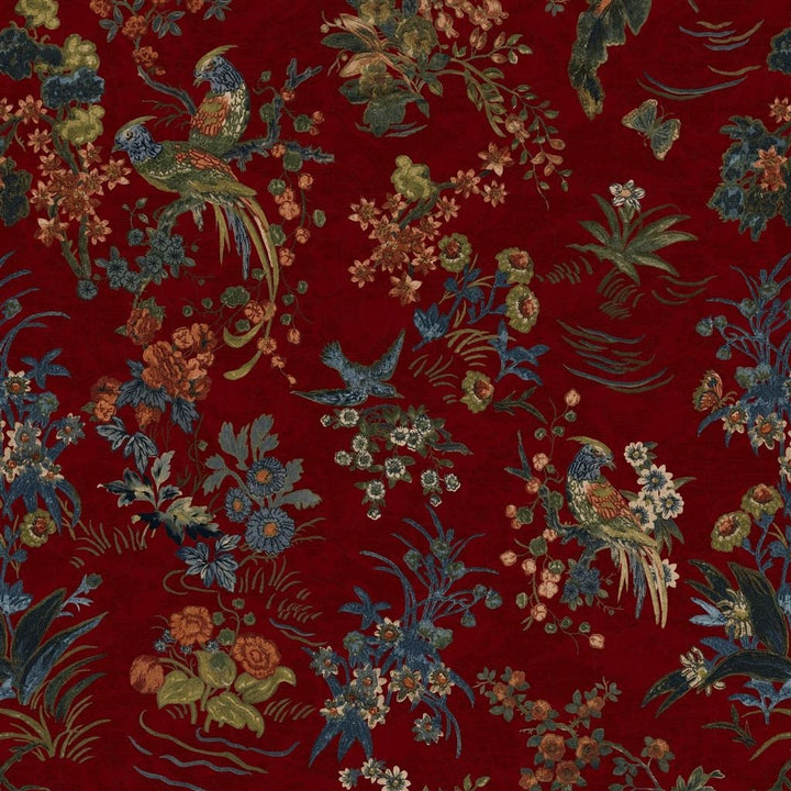 Campbell Floral Tygprov Lacquer Red