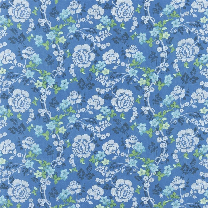 Eagle House Damask Tygprov Woad