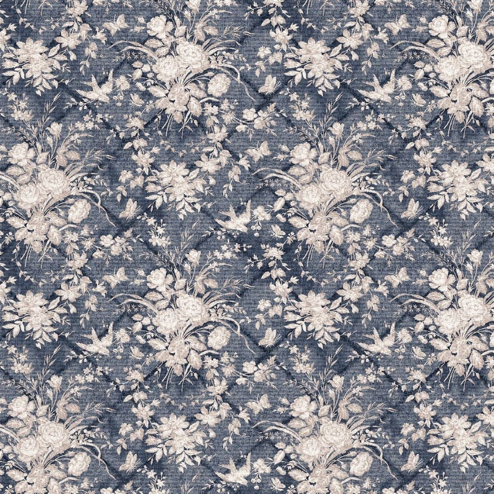Eliza Floral Tygprov Vintage Blue