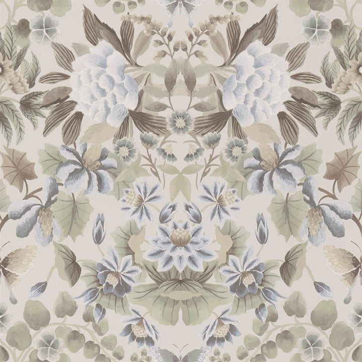 Ikebana Damask Tapetprov Eau de Nil