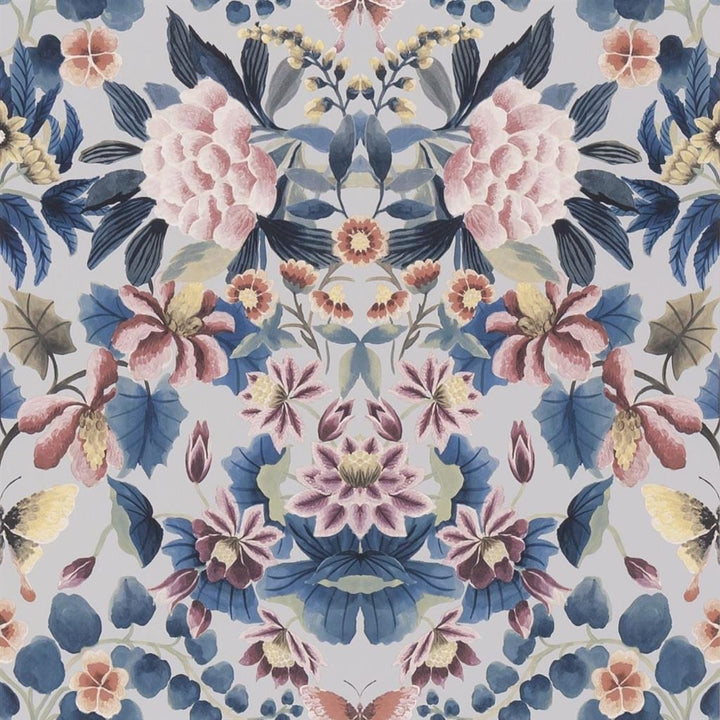 Ikebana Damask Tapetprov Slate Blue