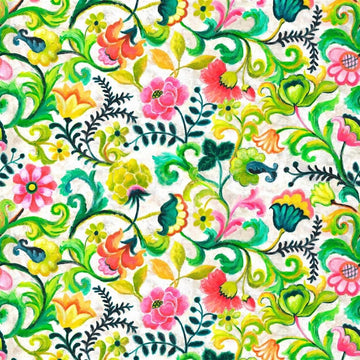 Osier Damasse Tygprov Fuchsia