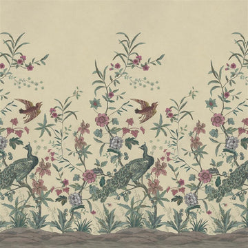 Peacock Toile Scene 1 Tapetprov Parchment