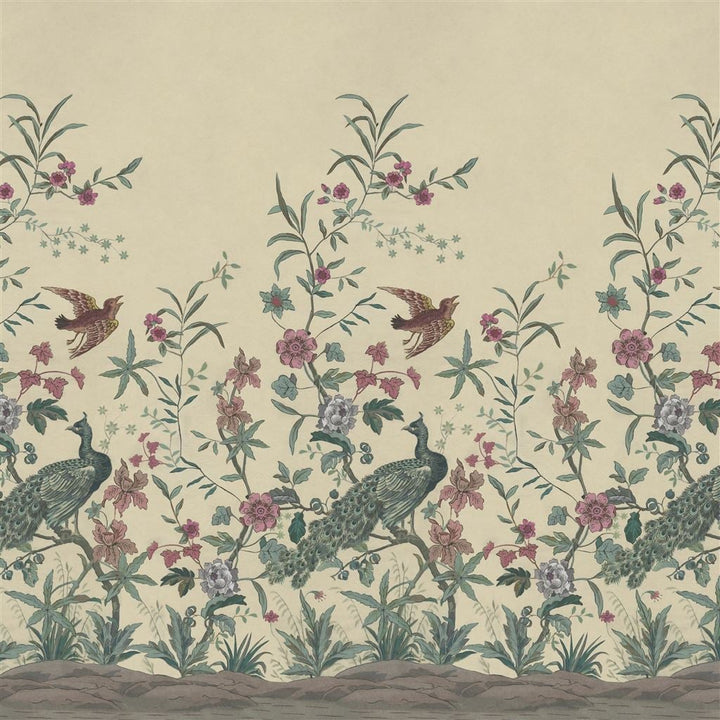 Peacock Toile Scene 1 Tapetprov Parchment