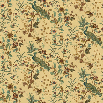 Peacock Toile Tygprov Sepia