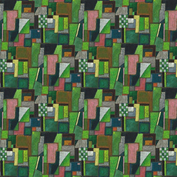 Raku Patchwork Emerald Tapetprov 01