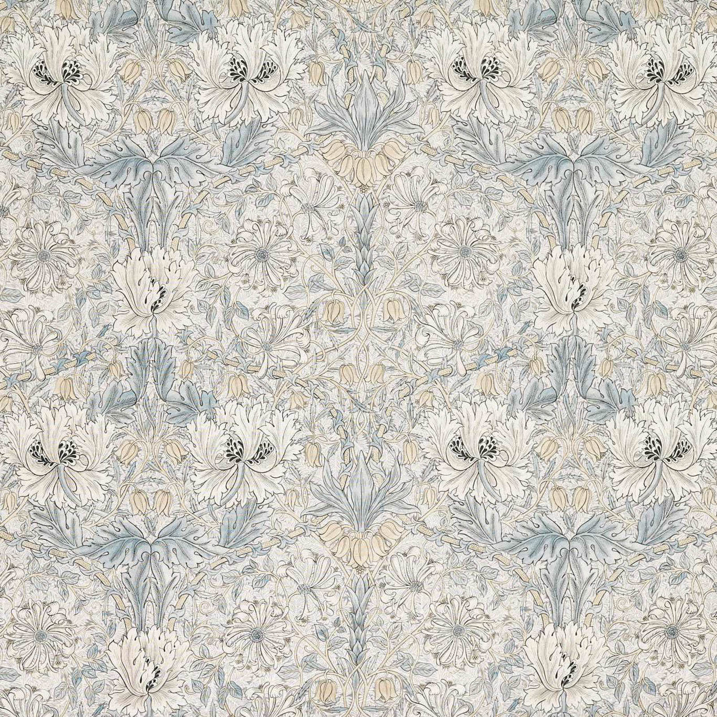 Pure Honeysuckle & Tulip Sheer Wide Width Soft Blue/Linen — Morris & Co tyg