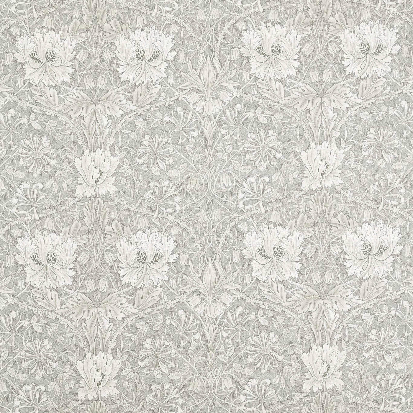 Pure Honeysuckle & Tulip Wide Width Soft Mint/Grey — Morris & Co tyg