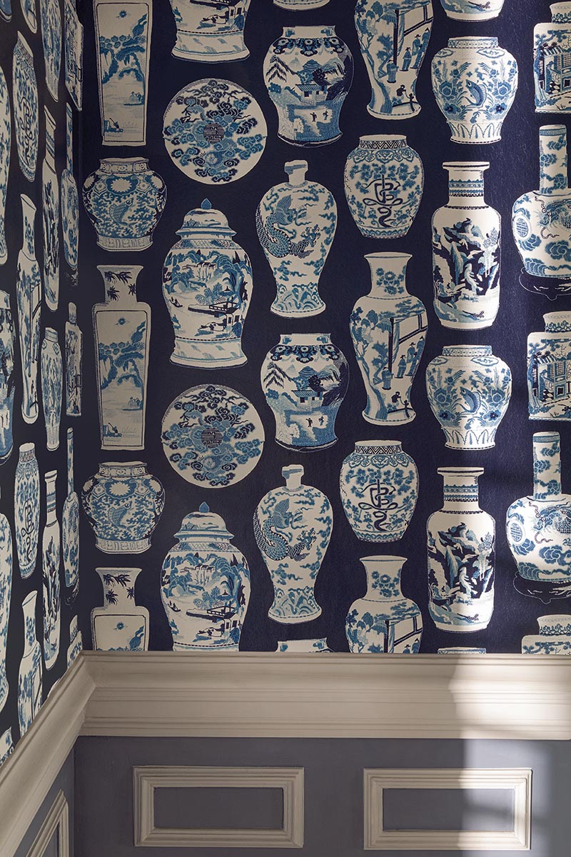 Qinghua Petit room setting — Pierre Frey wallpaper